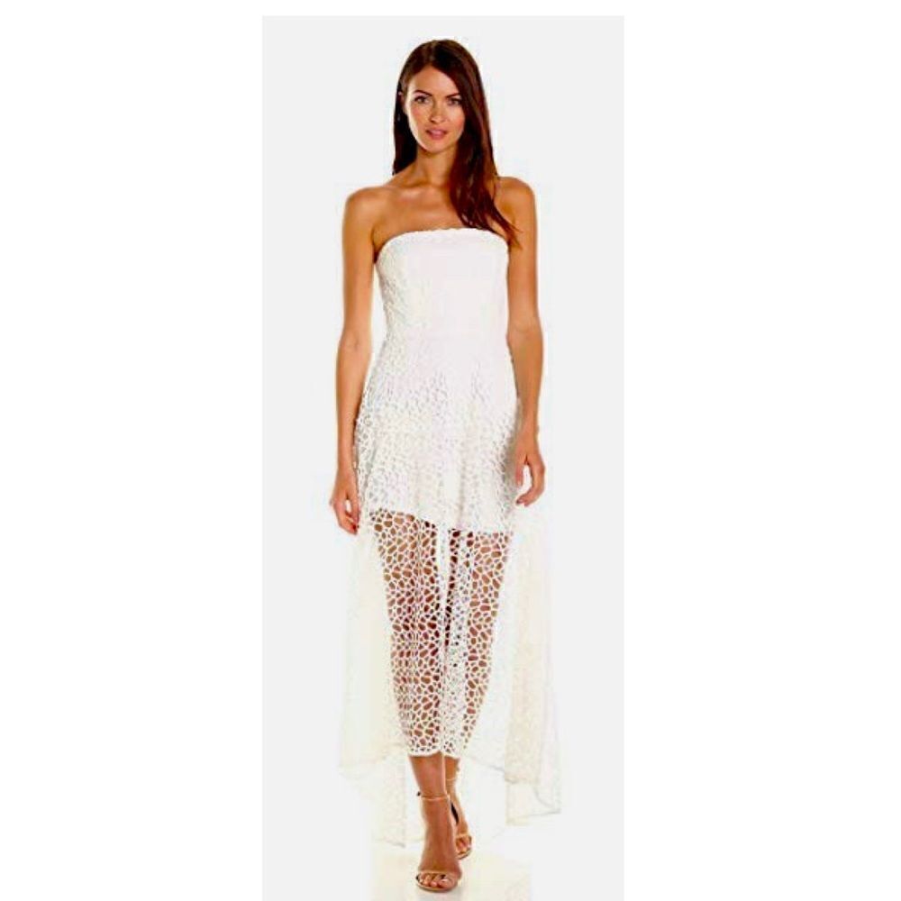 Keepsake Midnight Hour Strapless Lace Hi-Low Dress